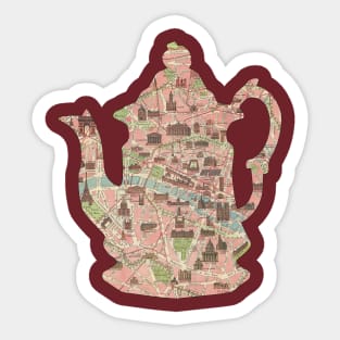 French Teapot cut from 1911 Tourist Map of Paris Sticker